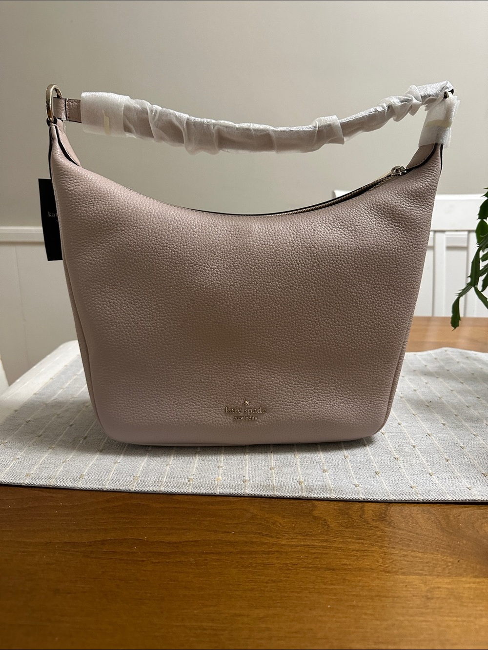 kate spade Pebbled Leather Shoulder Bag in beige